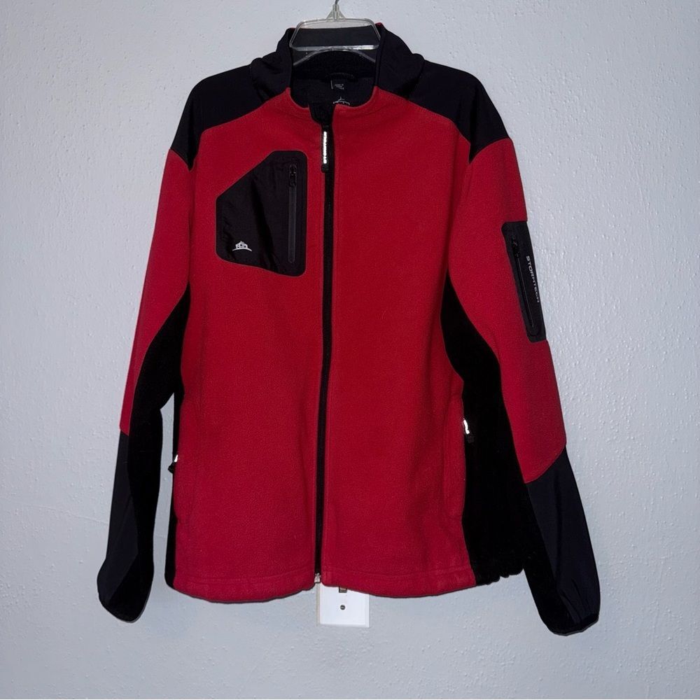 Stormtech Sweater Fleece Jacket Men’s Size XL Red Black Zip Pocket